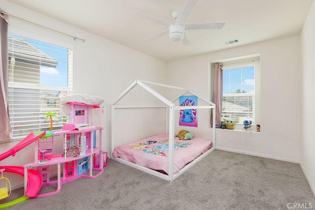 706 Leather Oak Ln, Pomona, CA 91766 - bedroom with carpet flooring, multiple windows, and ceiling fan