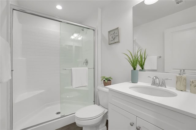 15814 Moonflower Ave, Chino, CA 91708 - bathroom with a stall shower, toilet, and vanity