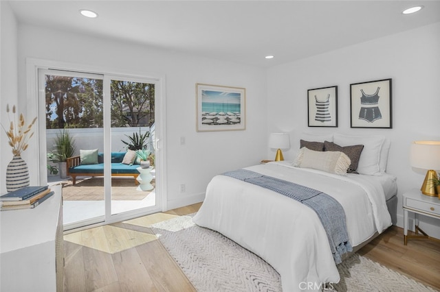 22526 Lake Forest Ln, Lake Forest, CA 92630 - bedroom featuring access to outside, recessed lighting, and wood finished floors