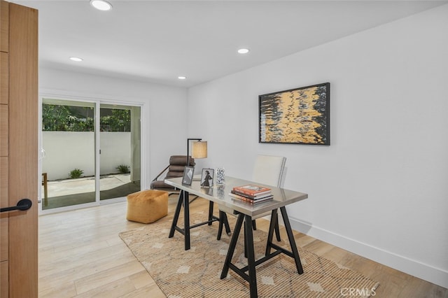 22526 Lake Forest Ln, Lake Forest, CA 92630 - office area featuring recessed lighting and light wood-style flooring