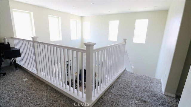 27506 Aster Way, Saugus, CA 91350 - hall featuring carpet, healthy amount of natural light, and an upstairs landing