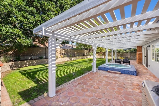 10012 Glade Ave, Chatsworth, CA 91311 - view of patio with an in-ground hot tub and a pergola