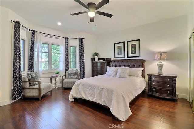 8424 Sunnyslope Dr, San Gabriel, CA 91775 - bedroom with wood finished floors, baseboards, recessed lighting, and a ceiling fan