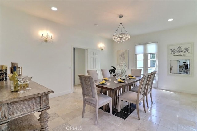 8424 Sunnyslope Dr, San Gabriel, CA 91775 - dining room featuring baseboards, a chandelier, and recessed lighting