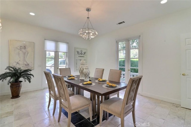 8424 Sunnyslope Dr, San Gabriel, CA 91775 - dining area featuring a chandelier, healthy amount of natural light, baseboards, and recessed lighting