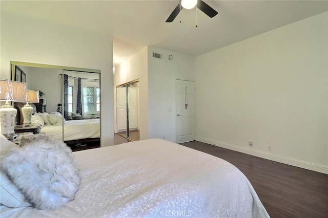8424 Sunnyslope Dr, San Gabriel, CA 91775 - bedroom with dark wood-style floors, baseboards, and ceiling fan