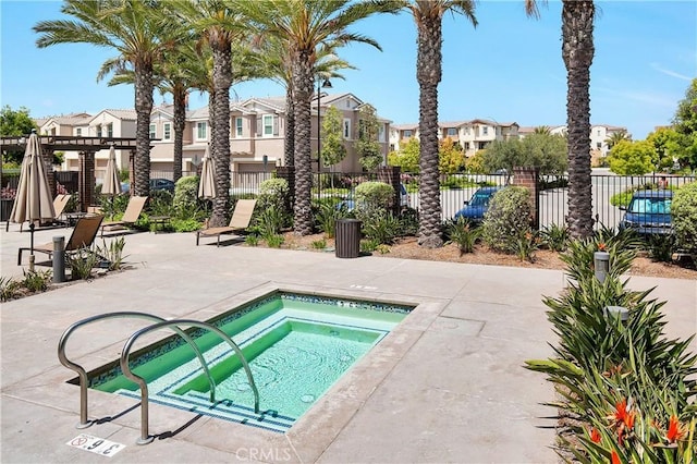 1733 San Eugenio, San Diego, CA 92154 - view of pool featuring a residential view, a hot tub, and a patio