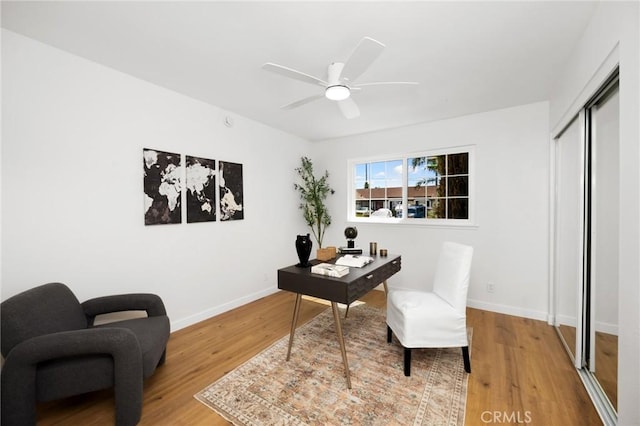230 Gila Way, Placentia, CA 92870 - office with wood finished floors, a ceiling fan, and baseboards