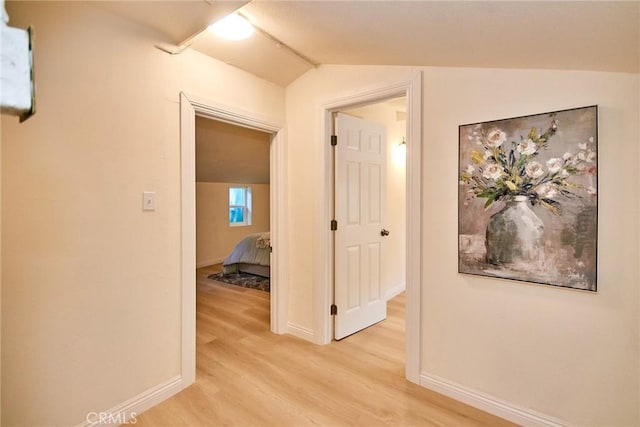 2028 N Marianna Ave, Los Angeles, CA 90032 - corridor featuring light wood-style flooring, baseboards, and lofted ceiling
