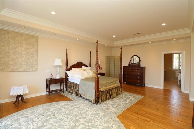 485 Kathleen Dr, Newbury Park, CA 91320 - bedroom featuring light wood-type flooring, baseboards, ornamental molding, and recessed lighting