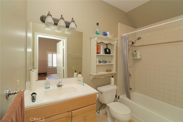 485 Kathleen Dr, Newbury Park, CA 91320 - bathroom featuring shower / tub combo, vanity, and toilet