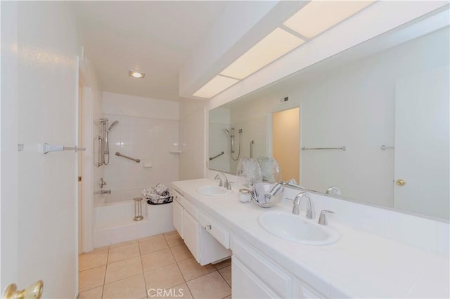 2501 Tiffany Pl, Fullerton, CA 92833 - bathroom featuring double vanity, washtub / shower combination, and tile patterned flooring