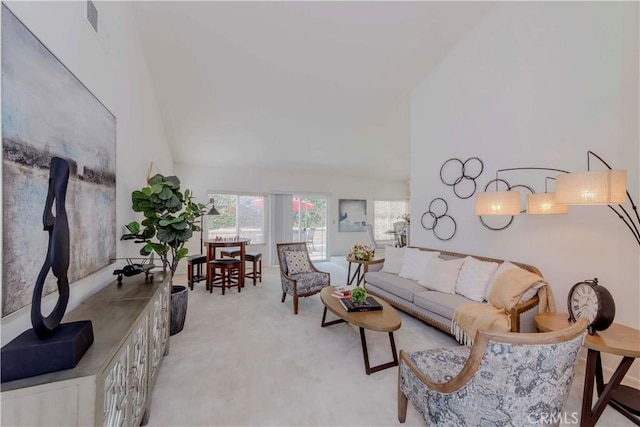 2501 Tiffany Pl, Fullerton, CA 92833 - living area with light colored carpet and high vaulted ceiling