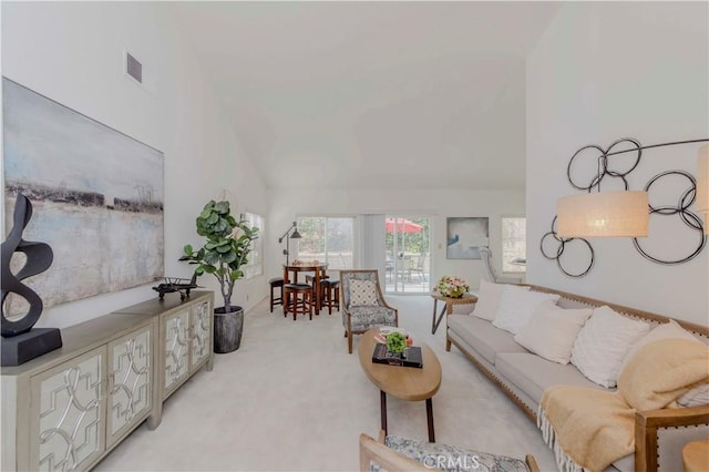 2501 Tiffany Pl, Fullerton, CA 92833 - living room featuring lofted ceiling and light carpet
