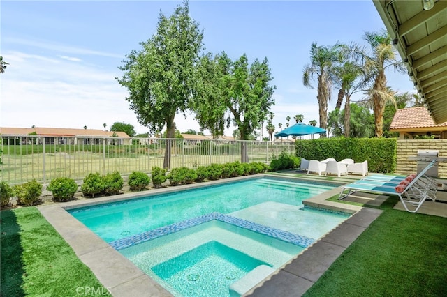 49239 Barrymore St, Indio, CA 92201 - view of pool with a pool with connected hot tub