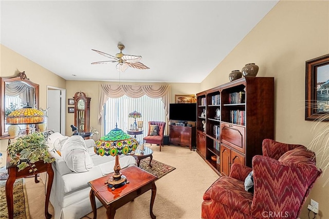 27525 Ventura Dr, Cathedral City, CA 92234 - living area with light colored carpet and ceiling fan