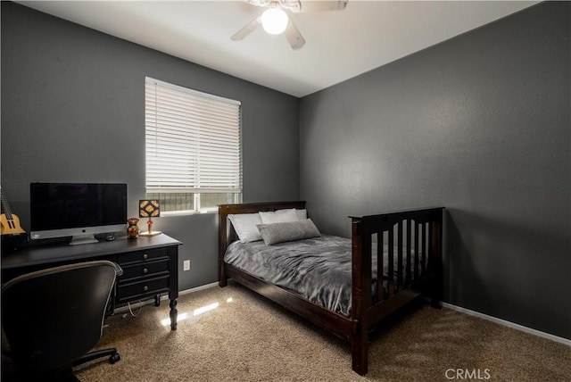 13946 Moqui Way, Corona, CA 92883 - bedroom with carpet, baseboards, a ceiling fan, and a desk