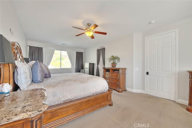 8758 Aspen Ct, Riverside, CA 92508 - bedroom featuring baseboards, light carpet, and ceiling fan