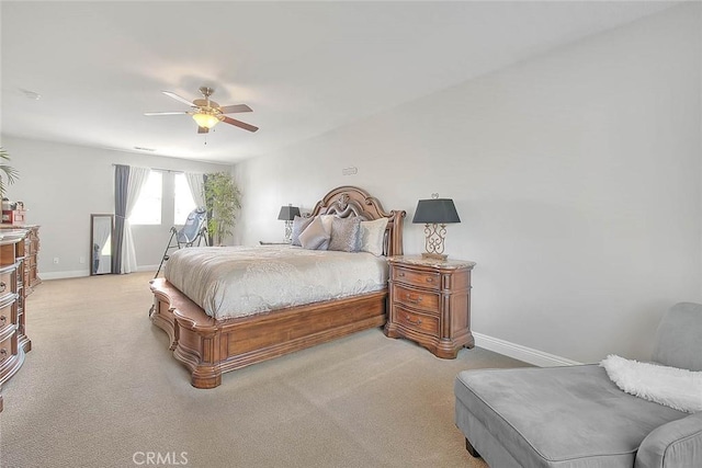 8758 Aspen Ct, Riverside, CA 92508 - bedroom with baseboards, light colored carpet, and ceiling fan