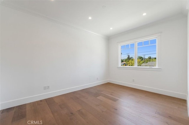 20701 Dumont St, Woodland Hills, CA 91364 - unfurnished room featuring ornamental molding, baseboards, hardwood / wood-style floors, and recessed lighting