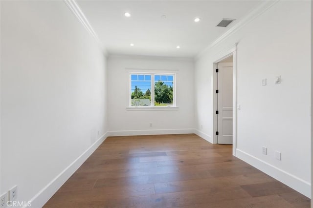 20701 Dumont St, Woodland Hills, CA 91364 - empty room with ornamental molding, wood finished floors, recessed lighting, and baseboards