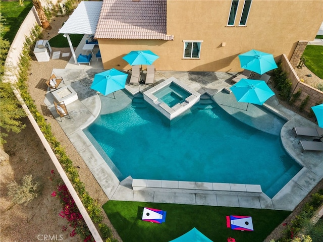 84020 Colibri Ct, Indio, CA 92203 - view of pool with an in-ground hot tub and a patio