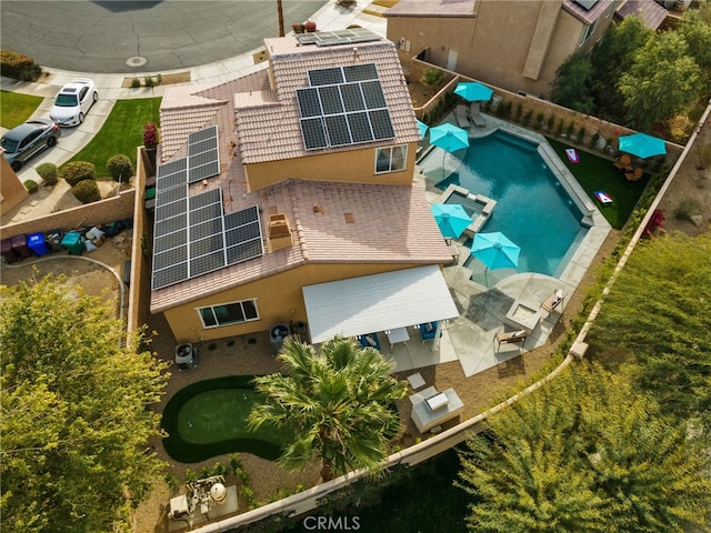 84020 Colibri Ct, Indio, CA 92203 - aerial view of property and surrounding area featuring a pool