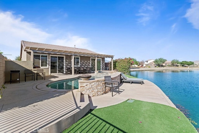 84250 Tramonto Way, Indio, CA 92203 - view of pool featuring a pergola, a patio, and a water view