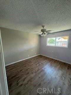 4426 Avenida Del Gado, Oceanside, CA 92057 - empty room featuring baseboards, a textured ceiling, wood finished floors, and ceiling fan