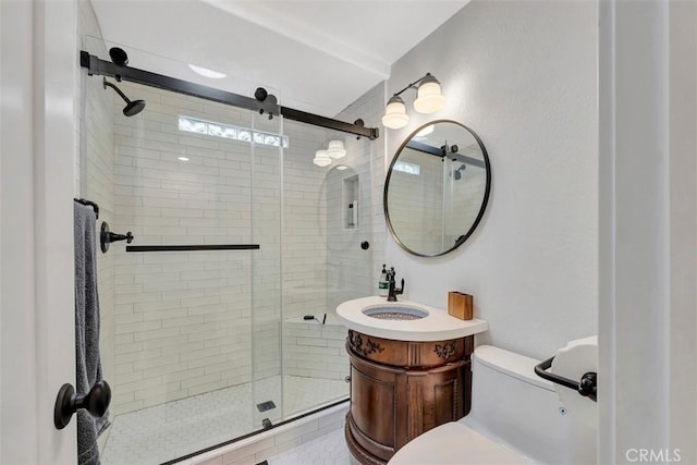 306 Avenida Monterey, San Clemente, CA 92672 - full bathroom featuring a stall shower, vanity, and toilet