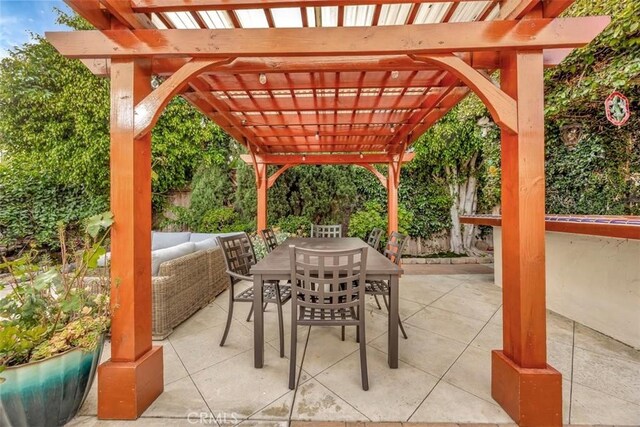 306 Avenida Monterey, San Clemente, CA 92672 - view of patio / terrace with outdoor dining space, a pergola, and an outdoor hangout area