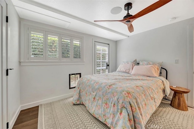 306 Avenida Monterey, San Clemente, CA 92672 - bedroom with wood finished floors, baseboards, and a ceiling fan