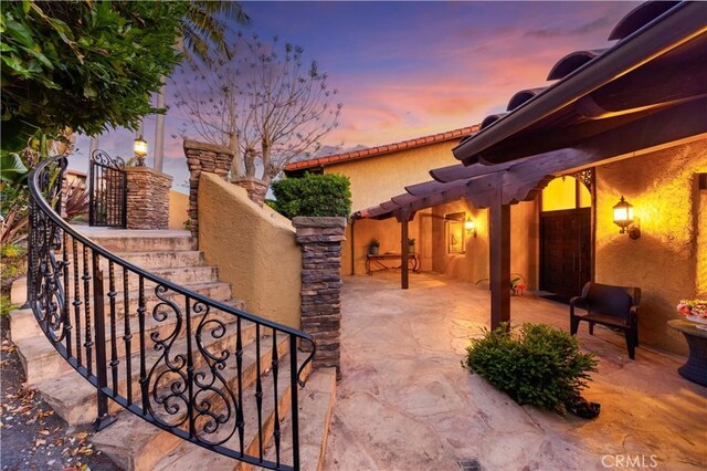 1465 Via Coronel, Palos Verdes Estates, CA 90274 - patio terrace at dusk featuring a patio