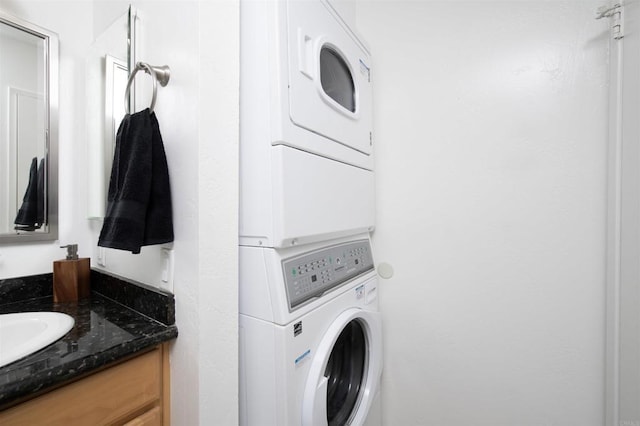 3625 Vista Oceana Unit 18, Oceanside, CA 92057 - washroom with stacked washer / dryer