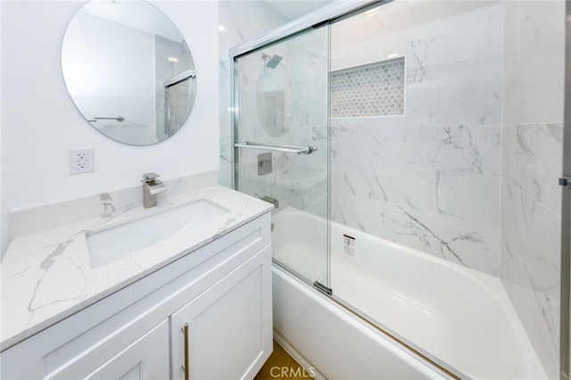 22016 Schoolcraft St, Canoga Park, CA 91303 - full bathroom featuring vanity and bath / shower combo with glass door
