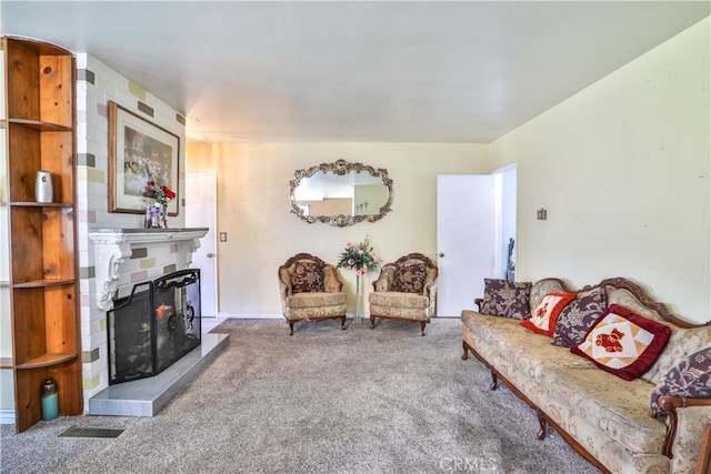 1706 James Pl, Pomona, CA 91767 - living room with carpet floors and a fireplace with raised hearth