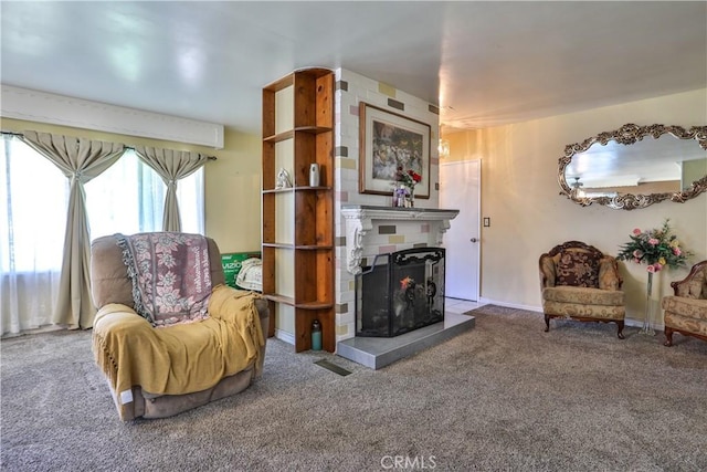 1706 James Pl, Pomona, CA 91767 - carpeted living area featuring a fireplace with raised hearth
