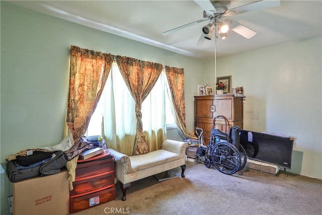 1706 James Pl, Pomona, CA 91767 - living area featuring carpet floors and ceiling fan