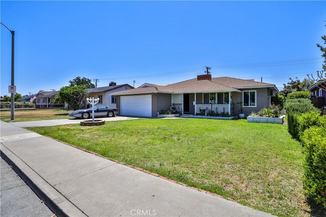 1706 James Pl, Pomona, CA 91767 - single story home featuring a porch, a front lawn, a garage, driveway, and stucco siding