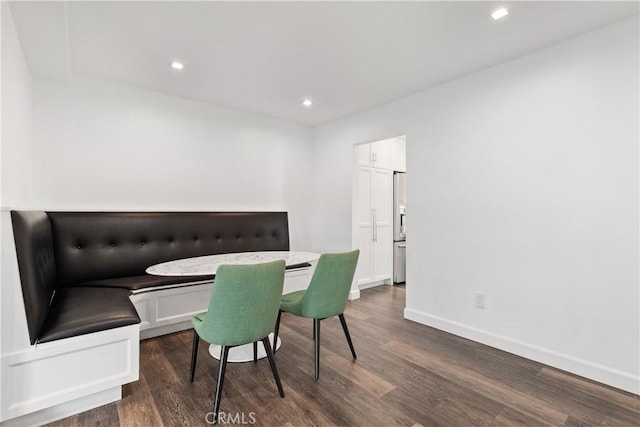 18653 Burbank Blvd Unit 2, Tarzana, CA 91356 - dining space with breakfast area, dark wood-type flooring, baseboards, and recessed lighting