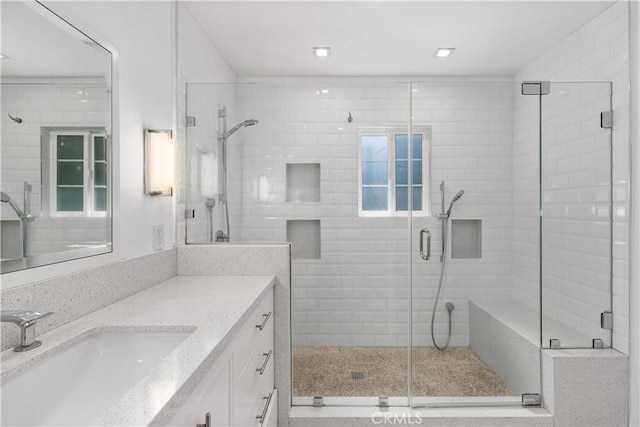 18653 Burbank Blvd Unit 2, Tarzana, CA 91356 - bathroom featuring vanity and a stall shower
