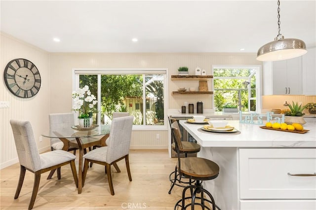29422 Modjeska Canyon Rd, Modjeska Canyon, CA 92676 - dining space with crown molding and light wood-type flooring