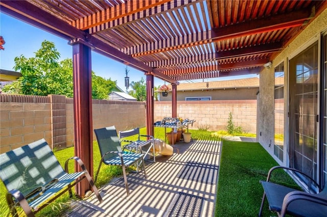 9419 Bartley Ave, Santa Fe Springs, CA 90670 - fenced backyard with a pergola and a patio area
