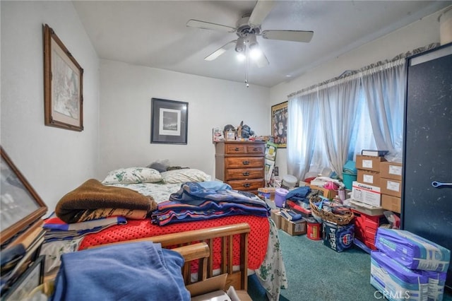 9419 Bartley Ave, Santa Fe Springs, CA 90670 - carpeted bedroom featuring ceiling fan