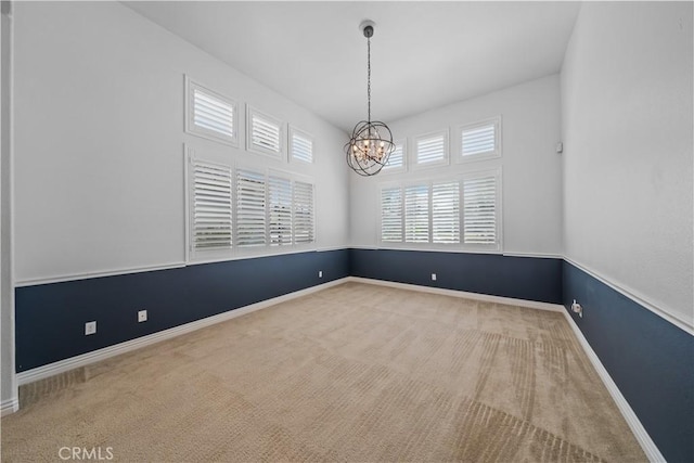 8840 Greenlawn St, Riverside, CA 92508 - spare room featuring a chandelier, carpet floors, and baseboards