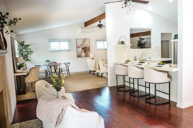5283 Chollas Pkwy, San Diego, CA 92105 - living area with ceiling fan, hardwood / wood-style floors, and baseboards