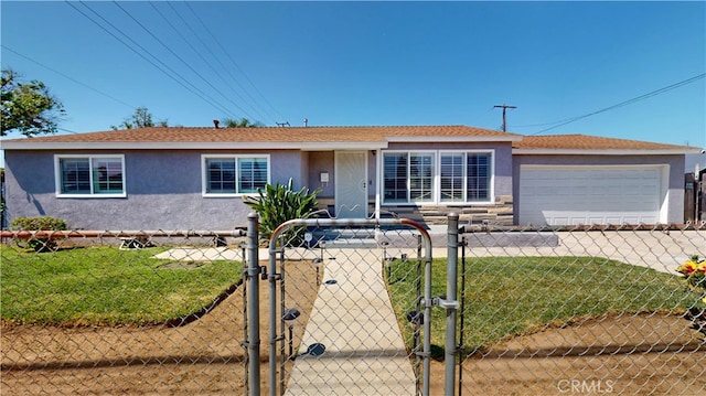 14862 Temple Ave, La Puente, CA 91744 - single story home featuring a gate, stucco siding, a garage, and concrete driveway