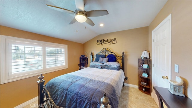 14862 Temple Ave, La Puente, CA 91744 - bedroom with vaulted ceiling, baseboards, and ceiling fan