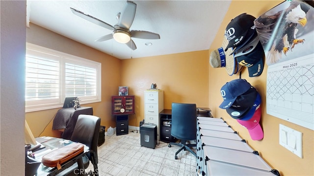 14862 Temple Ave, La Puente, CA 91744 - home office with a ceiling fan and carpet flooring