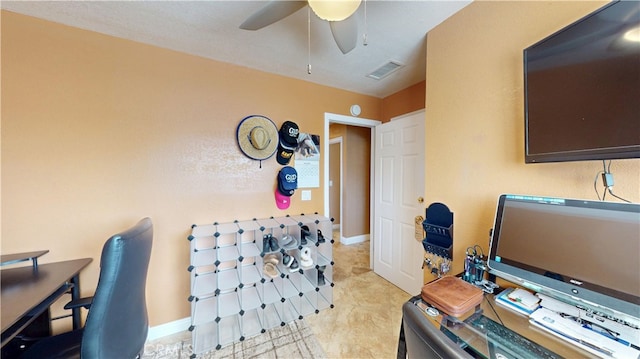 14862 Temple Ave, La Puente, CA 91744 - home office featuring a ceiling fan and baseboards
